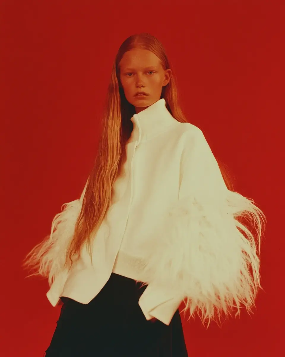 Ivory Plume dress editorial